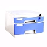 Aktenschrank Aufbewahrungsbox, 2 Drawer Storage Cabinet Einheit A4 Desktop Office Plastikaufbewahrungsbehälter mit Verschluss Ideal for zu Hause/Büro/Schlafzimmer (Größe: 295 * 394 * 218mm)