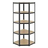 Juskys Eckregal Lagerregal Corner Basic 180 x 70 x 40-70 cm | 875 kg | 5 Böden | Metall verzinkt | Schwerlastregal Steckregal Kellerregal (Grau)