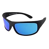 EREBOS Sonnenbrille polarisiert | Cat. 4 besonders dunkel | UV 400 Schutz | Für Extreme Sonne - Berge und Meer | Photophobie | Herren Damen Sport-Sonnenbrille | 24 g (Blau verspiegelt | Braune Tönung