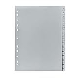 Original Falken PP Kunststoff-Register. Für DIN A4 22,5 x 29,7 cm volle Höhe Druck 1-15 15 Blatt grau Ringbuch Ordner Plastikregister ideal für Büro und Schule, Zahlen, ganze Hö