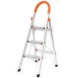 PHSH rutschfeste Robustes Stufenleiter mit Handlauf, Garage Office Faltbare Trittleiter, Tragbarer multifunktionaler Leiterstuhl für das Küchen-Patio-Bü