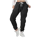 Haiorziyou Dicke Hosen Damen Warme Sherpa Gefüttert Winterhose Elastische Taille High Waist Bleistifthosen Elastischer Bund Winter Warme Hose Frauen Fleece Jogginghose Kordelzug Yog