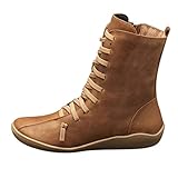 MJGkhiy Stiefeletten Damen Gefüttert Freizeitschuhe Damenstiefel Reitstiefel Partyschuhe Damenstiefel Wadenhöhe Flach Flach Stiefeletten Geschenke für F