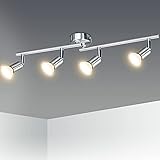 Kimjo LED Deckenstrahler Schwenkbar, Spotbalken inkl. 4 x 6W Warmweiß 550LM GU10 Leuchtmittel, 24w Deckenlampe LED 4 flammig 82Ra 230V Metall Matt Nickel Modern Deckenleuchte Küche Deckenlampe Sp