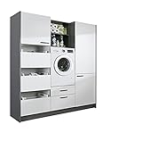Hauswirtschaftsraum Win 185 cm in Weiß Matt, Korpus Anthrazit, ohne E-G