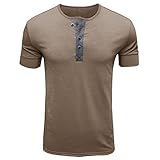 ZYUD Herren Sommer T-Shirt Rundhals-Ausschnitt Slim Fit Moderner Männer T-Shirt Crew Neck Kurzarm Hemden Herren T-Shirt Kurzarm Henley-Shirts mit Grandad-Ausschnitt Casual Haw