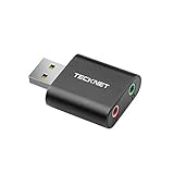 TECKNET USB Externe Soundkarte, External Sound Card Aluminum Stereo Adapter mit Virtual Surround Sound Externe Soundkarte für Windows,Vista,Mac Plug & Play