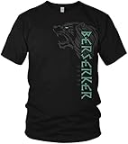 North - Berserker Bär - Wikinger Krieger Walhalla - Vikings Warrior Valhalla - Rune Held - Herren T-Shirt Geschenk für Männer, Größe:5XL, Farbe:Schwarz/