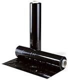 2 Rollen Stretchfolie 23my 500mm 1,5kg Palettenfolie Handfolie Wickelfolie schwarz Schrumpffolie wrapping film stretch Plastikfolie Verpackungsfolie (Schwarz, 2x)