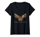 Damen Ancient Rome SPQR Steampunk Legion Eagle - Veni Vidi Vici T-Shirt mit V