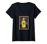 Damen Blackcraft Drink Mexican El Tequila Tarotkarte Nummer 13 T-Shirt mit V