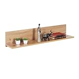 RICOO Wandregal (WM052-EW) 98 x 19 x 19 cm Holzregal Eiche Wotan Braun Bücherregal Organizer Bücherschrank Wandboard Pflanzenregal W