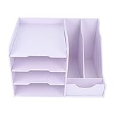 EXCEART Büro Schreibtisch Organisatoren Datei Ordner Lagerung Regal Kosmetik Desktop- Organizer Bleistift Halter Bücherregal Schreibtisch Organisation Rack mit Schublade für Büro Weiß