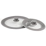 STONELINE Multifunktionaler Glasdeckel, 2-teilig, mit Silikonrand, für 16/18/20 cm und 24/26/28 cm, platzsparend, 6 Größen, universal Pfannendeckel & Topfdeck