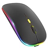 PASONOMI Aktualisierung PC Maus Kabellose, LED Wiederaufladbare Leise Funkmaus Laptop Wireless Mouse, 2.4 G USB Mäuse mit USB-Empfänger Typ C Kompatibilität mit Computer/PC/Tablet (Schwarz)