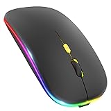 PASONOMI Aktualisierung PC Maus Kabellose, LED Wiederaufladbare Leise Funkmaus Laptop Wireless Mouse, 2.4 G USB Mäuse mit USB-Empfänger Typ C Kompatibilität mit Computer/PC/Tablet (Schwarz)