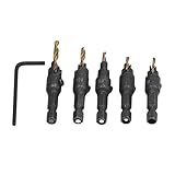 5 Stück Senkbohrer Bohrer Holzbohrer 5-12 Mm Schnellarbeitsstahl Lochschneider Bohrwerkzeug-Set für die Holzbearbeitung