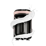 Karaca Hatır Hüps Türkische Kaffeemaschine mit Milk Pearly Pink, Milcherhitzung Maschine, Turkischen Kaffeemaschine,Für 5 Personen, 1385W, Filter aus Edelstahl, Glas-Kanne,