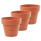 DecoPots - 3er Pack - Selbstbewässernder Übertopf - Höhe 17,5 cm - Blumentopf mit Bodenbewässerungsstandsanzeige für alle Zimmerpflanzen, Blumen, Kräuter (Ø 17,5 cm, Terracotta)