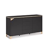 Vicco Sideboard Kommode Anrichte Luisa weiß anthrazit 4 Schubladen 2 Türen Highboard Regal (Anthrazit Eiche)