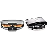 ROMMELSBACHER WA 1200 Waffeleisen Family (doppelt, Herzwaffeln, Xylan Plus Antihaftbeschichtung, stufenlose Temperaturregelung) silber & Tefal Ultracompact Sandwichmaker SM1552