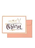 Grußkartenset „Frohe Ostern“ – 10 Klappkarten im Pastell-Stil mit apricotfarbenen Umschlägen, Design: O