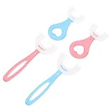 Healifty 4Pcs Baby Zahnbürsten Säuglings- Und Kleinkind Zahnbürsten mit U- Förmige Bürste Kopf Silikon Weiche Zähne Reinigung Pinsel für Baby