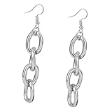 oshhni Punk Style 4 Creolen Dicke Kette Silber Dangle Ohrring