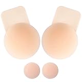 Blooven Klebe BH Push Up, Freedom Bra Trägerloser BH Nippel Cover Unsichtbarer Brust Lift Up Adhesive Pasties Aufkleber Rückenfrei Lifting Bra Büstenhalter (Beige, XL)