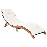 vidaXL Akazienholz Massiv Sonnenliege mit Auflage Klappbar Gartenliege Liegestuhl Holzliege Liege Gartenmöbel Saunaliege Strandliege C