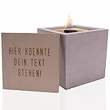 MAJVI Kerzenfresser aus Beton mit personalisierter Gravur: Umweltfreundliches Betonfeuer – 13x13x13 cm | nachhaltiges Recycling von Kerzenwachs | Outdoor Tischfeuer | Gartenfackel aus Beton…