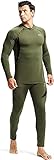 FASCINATDECO Thermounterwäsche Herren, Funktionsunterwäsche Winter Skiunterwäsche Männer Lange Unterwäsche Funktionswäsche Atmungsaktiv Thermo Unterwasche + Unterhose (Grün,L)