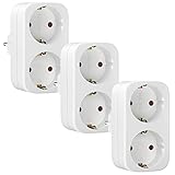 Doppelstecker, Doppelstecker für steckdose, 2 in 1 Steckdosenadapter, Mehrfachstecker, KEAGAR Wandplatte Steckdose, Mehrfachsteckdose ohne kabel, Tragbare Praktisch für Büro, zu Hause, Reisen (3PCS)