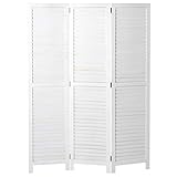 Mendler Paravent HWC-C30, Raumteiler Trennwand Sichtschutz, Shabby-Look Vintage, 170x120cm - weiß