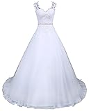Romantic-Fashion Brautkleid Hochzeitskleid Weiß Modell W048 A-Linie Satin Perlen Pailletten Strass DE Größe 44