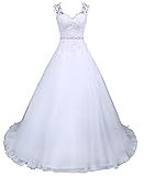 Romantic-Fashion Brautkleid Hochzeitskleid Weiß Modell W048 A-Linie Satin Perlen Pailletten Strass DE Größe 46