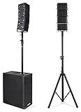 Pronomic V-Array Medium Set - Aktives PA-System mit 1680 Watt (RMS) - Geeignet bis ca. 150 Zuhörer - 1x Subwoofer mit 2x 10' Lautsprecher - 8x Topteil mit je 4' Lautsprecher + Hochtö