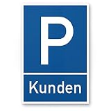 Komma Security Parkplatz Kunden Kunststoff Schild - Kundenparkplatz 20 x 30 cm Hinweisschild Privatparkplatz - nur Kunden Parkplatzschild Reserviert - Parkplatz freihalten Stellp