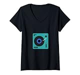 Damen DJ-Plattenspieler T-Shirt mit V