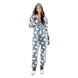 Weihnachts Schlafanzug Familie Einteiler Onesie Weihnachten Pyjama Damen Schlafanzüge Langarm Jumpsuit Overall Onesie Erwachsene Winter Nachthemd Nachtwäsche Hausanzug Weihnachtspyjama Jump