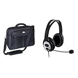 PEDEA Laptoptasche Premium Umhängetasche Notebook-Tasche 15,6 Zoll (39,6cm) inkl. Tablet-PC-Fach, schwarz & Microsoft LifeChat LX-3000 (Headset, Skype Zertifiziert)