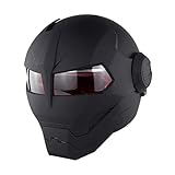 ZOLOP Motorrad-Integralhelm, DOT-Zulassung, Iron Man Transformers Harley-Flip-Helm im Retro-Stil (M, Mattschwarz)