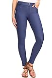 YELETE Damen Ultra Soft Classic Bermuda Shorts Capris Full Length Jeggings, Long Denim Blue, 3X-Large, C