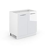 Vicco Küchenschrank Hängeschrank Unterschrank Küchenzeile Hochglanz Fame-Line (Weiß Hochglanz, Unterschrank 80 cm)