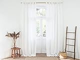 Weiß Tab Top Leinen Vorhang Panel - HEAVY LINEN (285g/m2). Leinenvorhänge. Gardinen aus 100% Leinen (230)