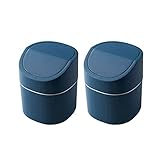 HJHJ abfalleimer Plastikmini-Mülleimer mit Deckel Modern Walkbasket for Badezimmerwaschtisch, Desktop, Tischplatte oder Couchtisch-2 L-Blau/Weiß Mülleimer Abfalltonne (Color : Blue A, Größe : 2 Pack)