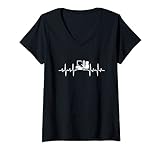 Damen Gabelstaplerfahrer Herzschlag Staplerfahrer T-Shirt mit V