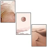 decomonkey | Poster 3er– Set mit schwarzem Rahmen | Bilder Set schwarz-weiß Abstrakt Kunstdruck Wandbild Print Bilderrahmen Kunstposter Wandposter Posterset Natur Sand braun Gold M