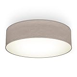 B.K.Licht I Deckenlampe I 38 cm I Stoffdeckenleuchte I Deckenleuchte I Bürolampe I Textilschirm I E27 I 2-Flammig I Taupe I ohne L