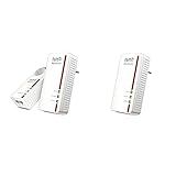 AVM Fritz Powerline 1260E/1220E WLAN Set (WLAN-Access Point) weiß & Powerline 1260E Single-Adapter (1.200 MBit/s, WLAN-Access Point, ideal für Media-Streaming oder NAS-Anbindungen) weiß